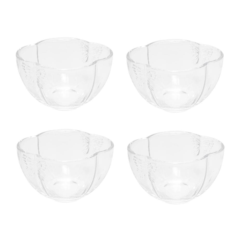 Cj 4 Bowls Cumbuca de Vidro Borboletas Transparente 11cm Wolff