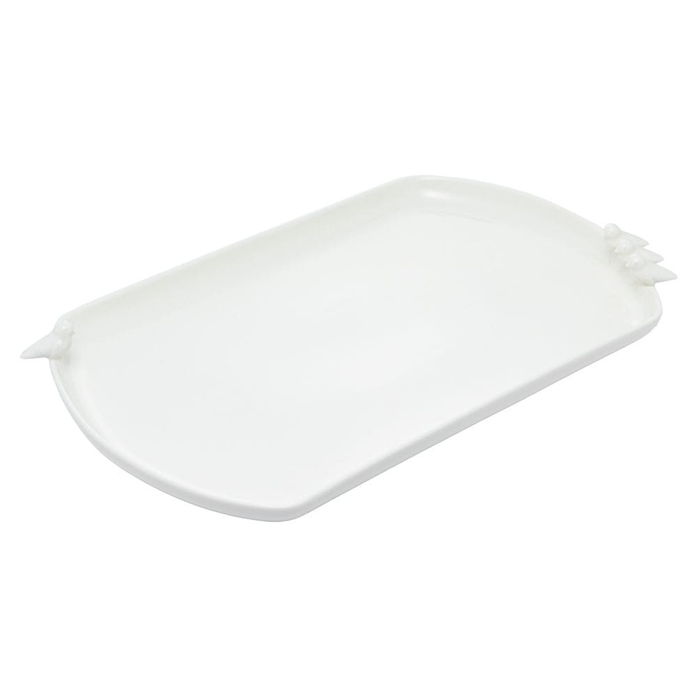 Bandeja Oval Branca em Porcelana Birds 31x29cm Wolff