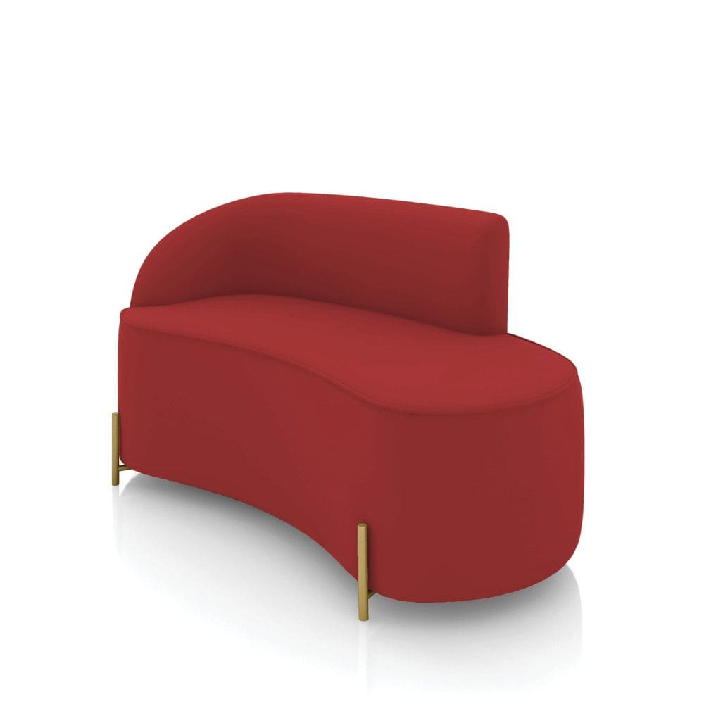 Sofá 2 Lugares Orgânico 140cm Pé Ferro Dourado Morgan Veludo Marsala D03 - D`Rossi
