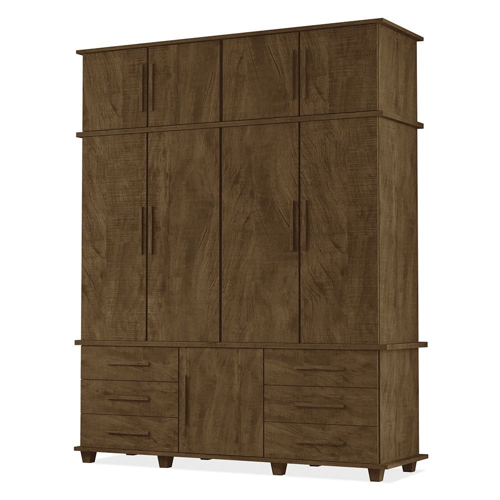 Guarda Roupa Roupeiro Casal Londres 4 Portas 6 Gavetas com Maleiro Malbec Luapa
