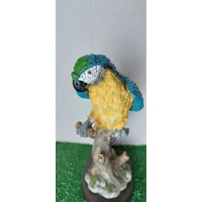 Enfeite Animal Arara Azul De Resina Decorativo 30Cm