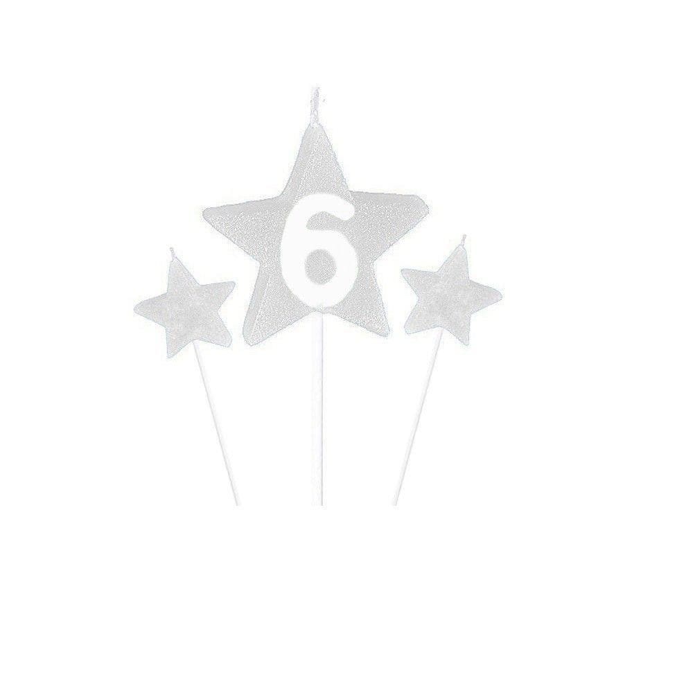 Vela De Aniversário New Star Branca - Número 6