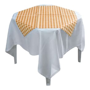 Toalha De Mesa Xadrez Laranja Tnt 70cm X 70cm - 5 Unidades