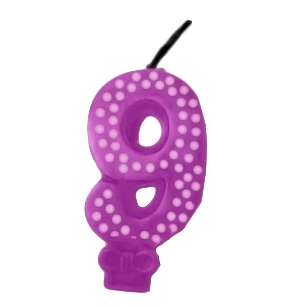 Vela De Aniversário Poá Lilás - N9