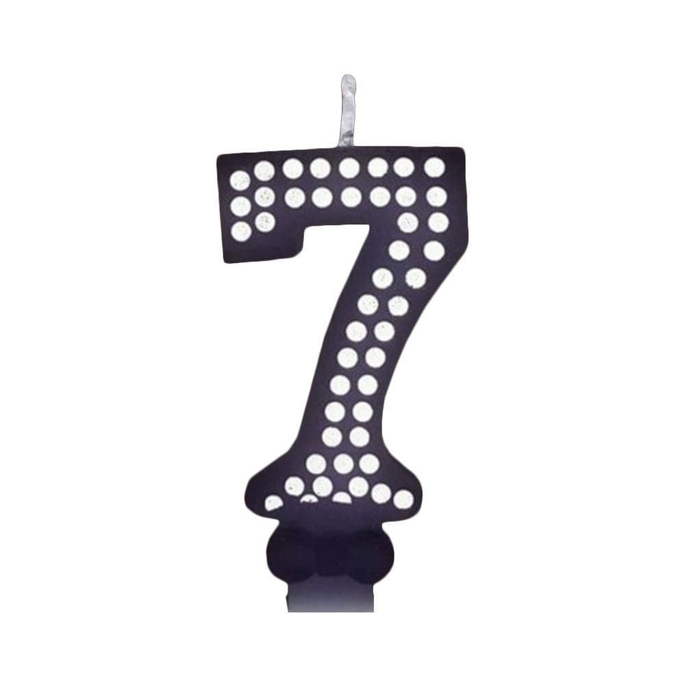 Vela De Aniversário Poá Preto - N7