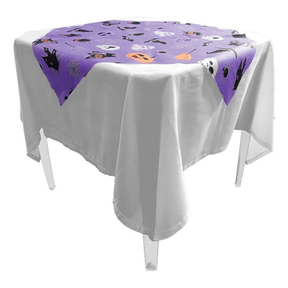 Toalha De Mesa Halloween Roxa Tnt 70cm X 70cm - 5 Unidades