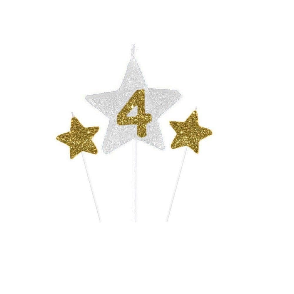 Vela De Aniversário New Star Dourado - Número 4