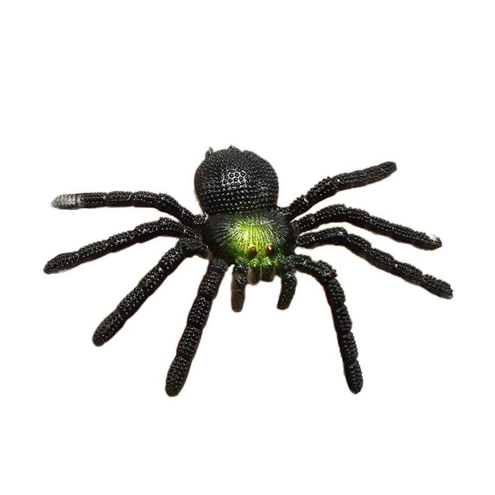 Aranha Tarântula Preta E Verde De Borracha