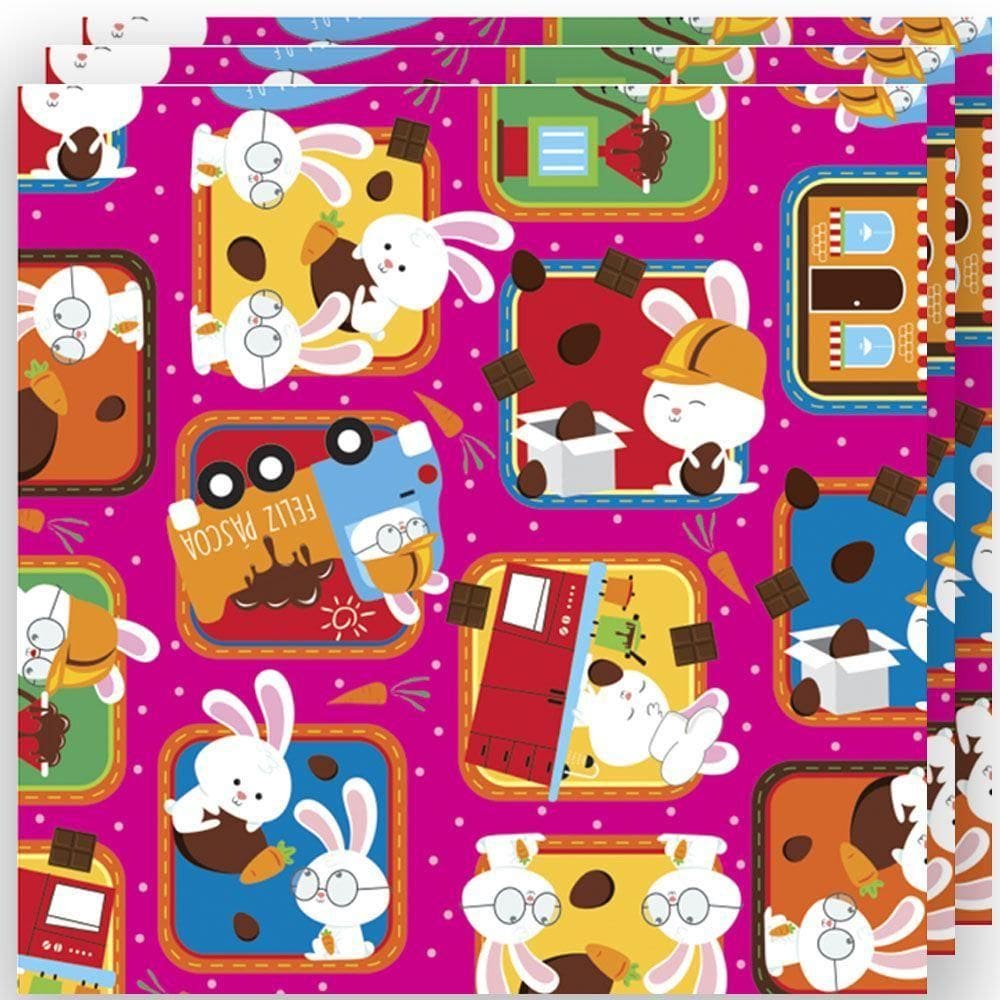 Embalagem Para Ovo De Páscoa Fábrica Coelhos Pink 69cm X 89cm - 3 Un