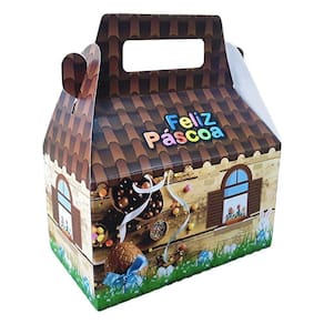 Cestinha De Páscoa Maleta Casinha De Coelho - 10 Unidades