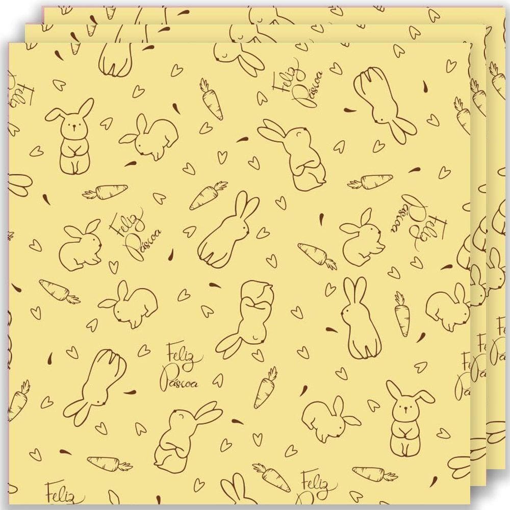 Embalagem Para Ovo De Páscoa Coelho Amarelo 69cm X 89cm - 3 Un