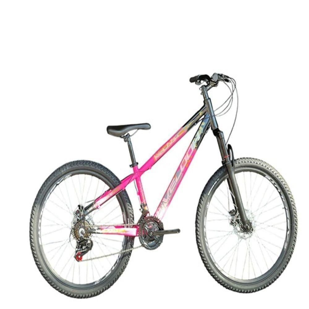 Bicicleta Aro 26 Velooh Attack Freeride Rosa Com Preto 21v Aero Câmbios Importados