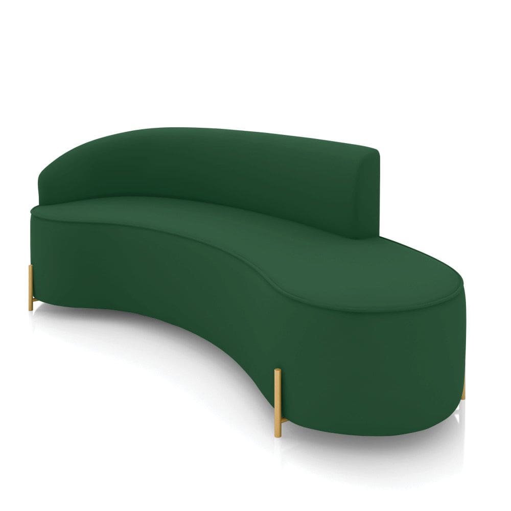 Sofá 4 Lugares Orgânico 220cm Pé Dourado Morgan Veludo Verde D03 - D`Rossi