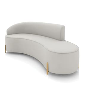 Sofá 4 Lugares Orgânico 220cm Pé Dourado Morgan Veludo Cinza D03 - D`Rossi