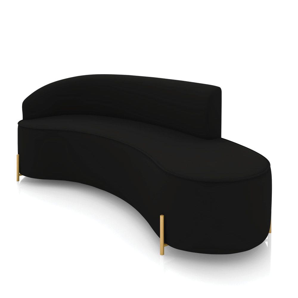 Sofá 4 Lugares Orgânico 220cm Pé Dourado Morgan Veludo Preto D03 - D`Rossi