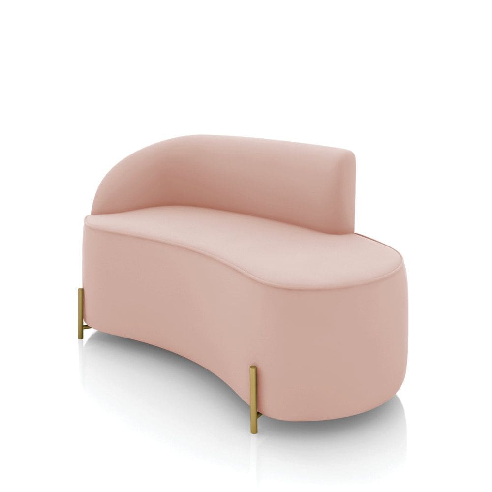 Sofá 2 Lugares Orgânico 140cm Pé Dourado Morgan Veludo Rosê D03 - D`Rossi