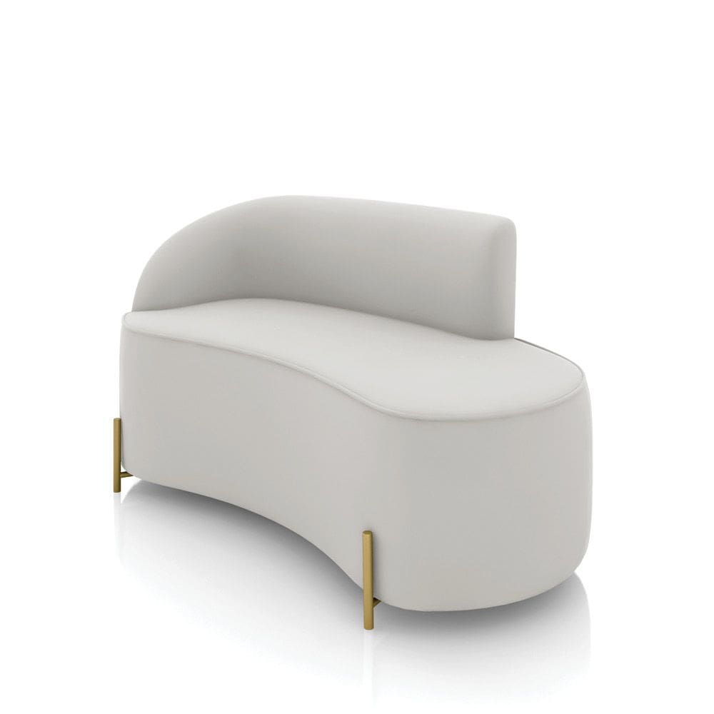 Sofá 2 Lugares Orgânico 140cm Pé Dourado Morgan Veludo Cinza D03 - D`Rossi