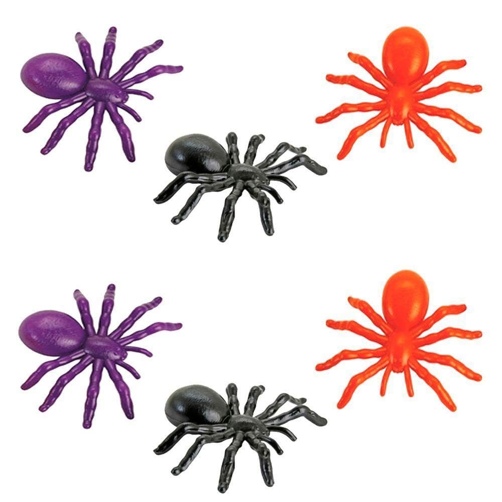 Aranha De Plástico Colorida - 6 Unidades