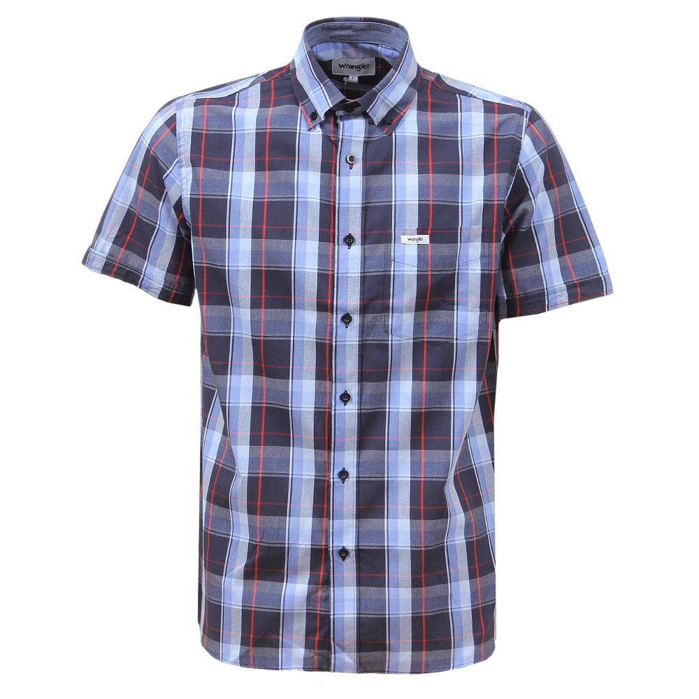 Camisa Masculina Xadrez Azul Manga Curta Wrangler 37818