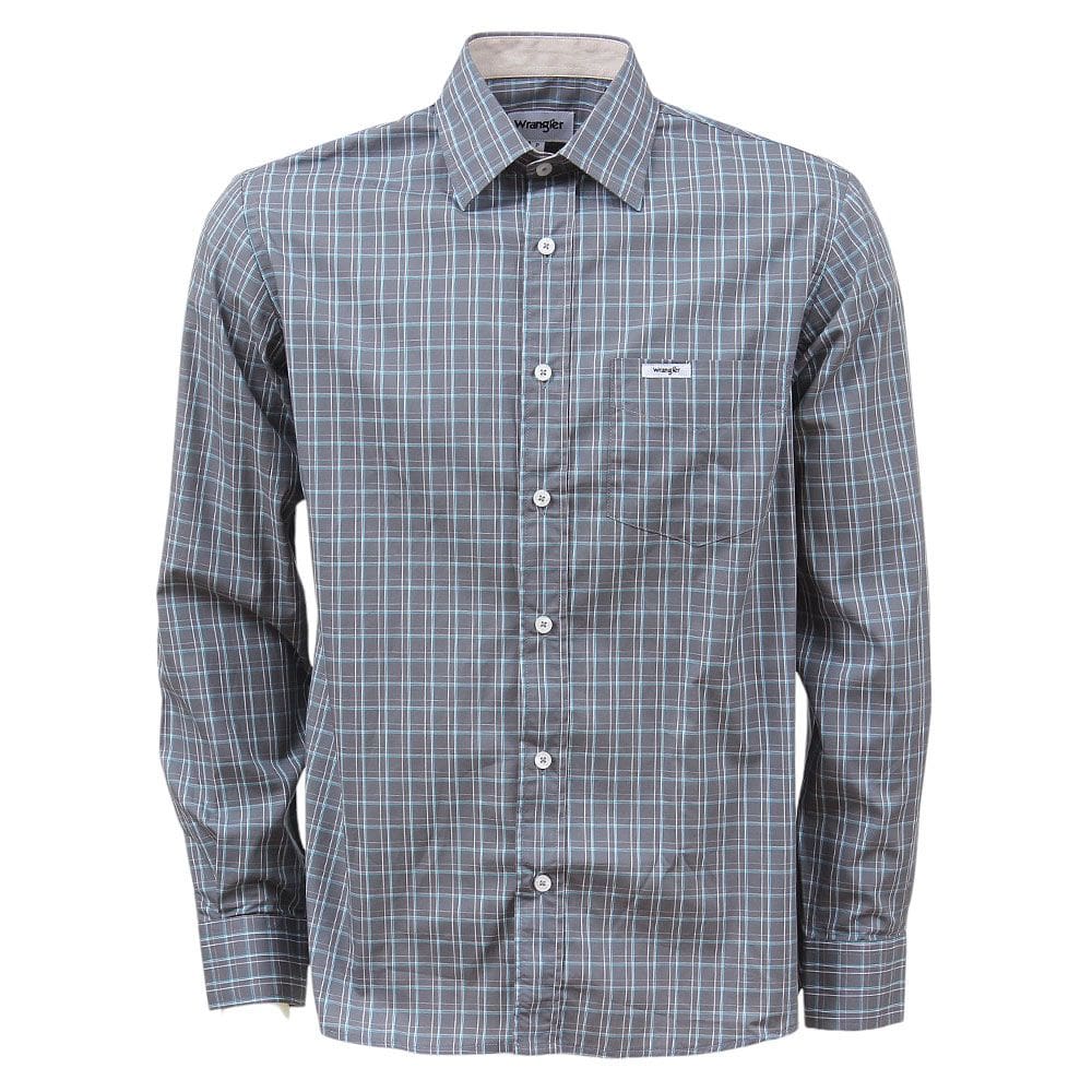 Camisa Masculina Xadrez Cinza Manga Longa Wrangler 37819