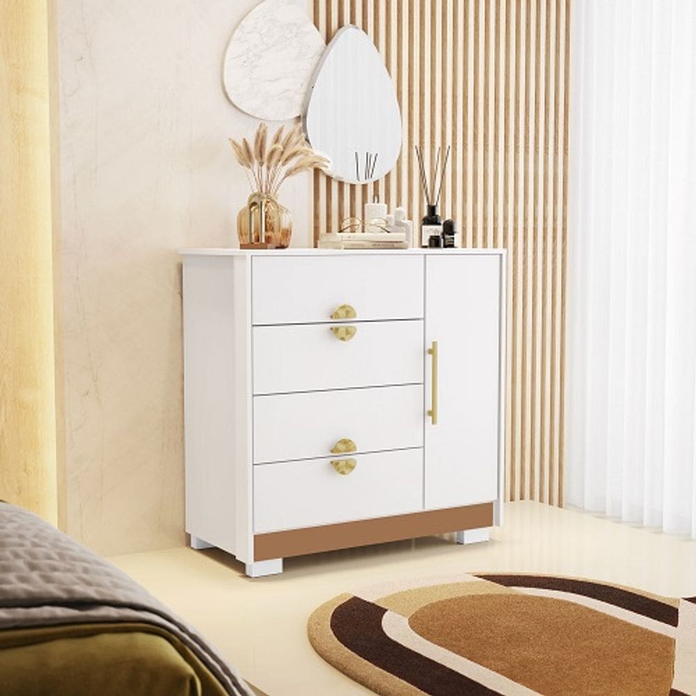 Comoda Sapateira Ilha Bela Branco/Camarim - Vila Rica Móveis