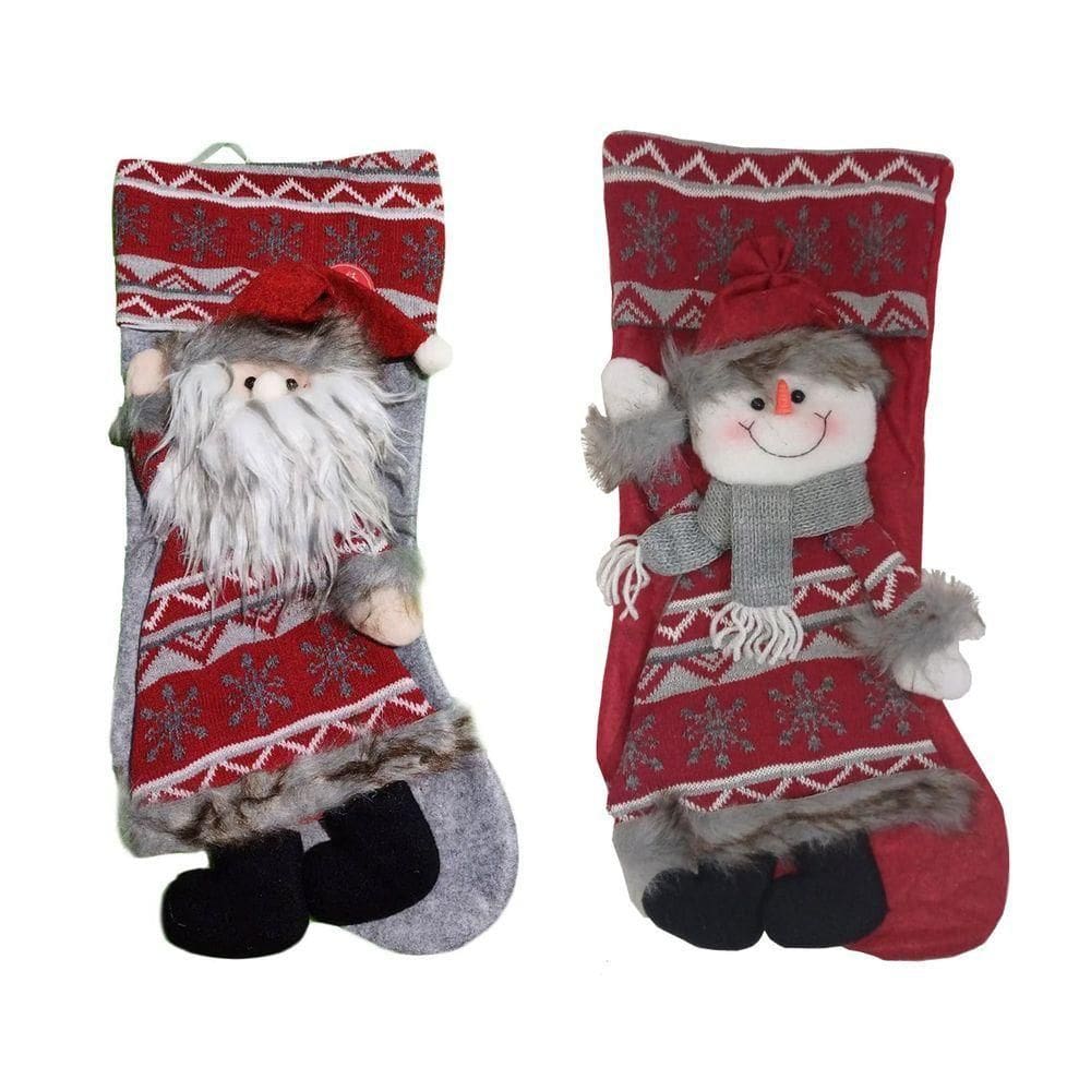 Meia De Natal Boneco Em Pelúcia Para Pendurar - 50cm