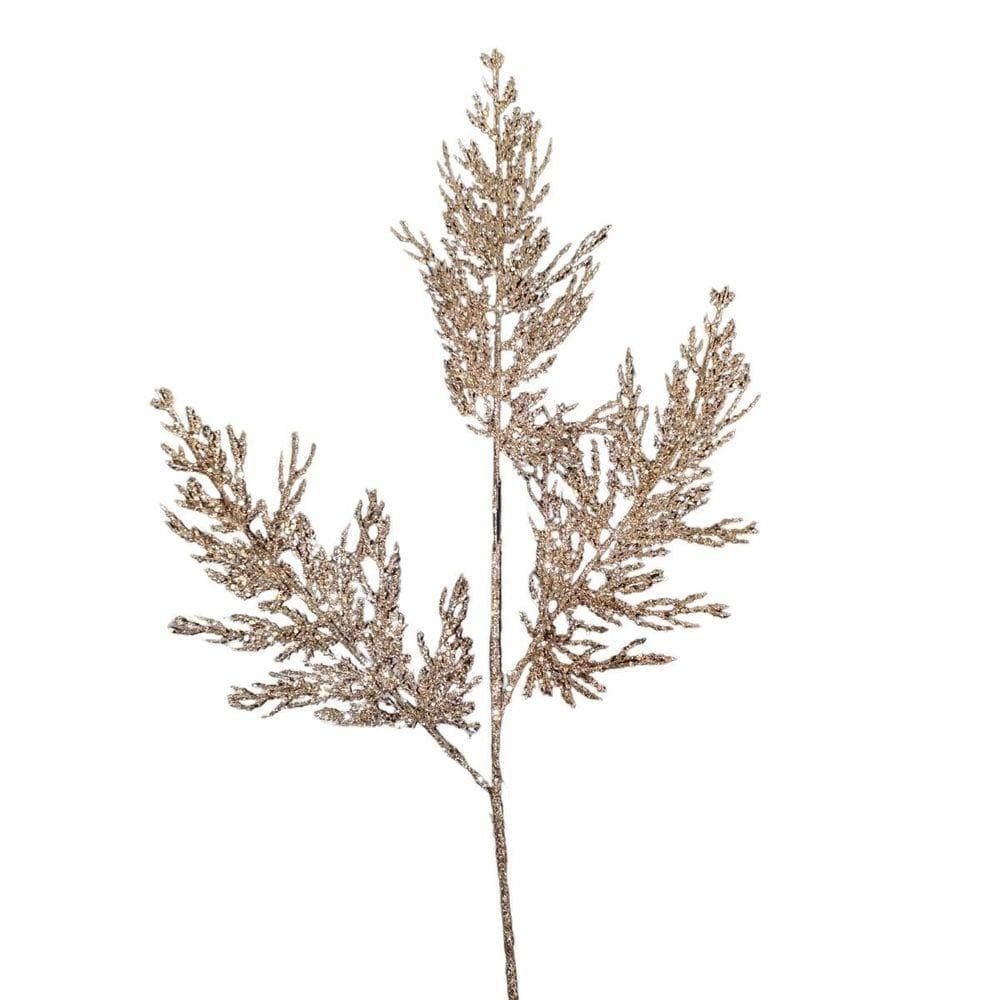 Galho Decorativo Ramos Champanhe Glitter Natal - 72cm
