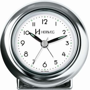 Relógio Despertador Quartz Redondo De Mesa Prata - Prata