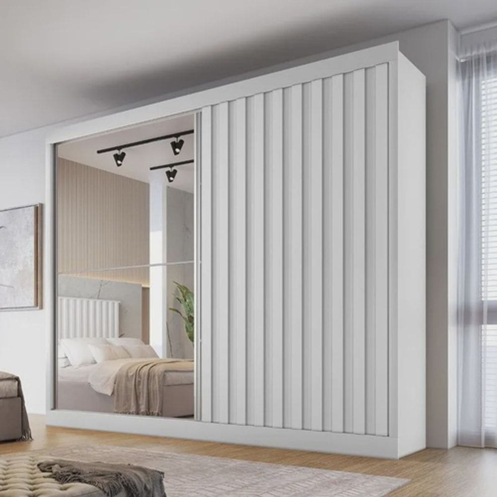 Guarda Roupal Ripado Espelho 2 Portas Atlanta Made Marcs