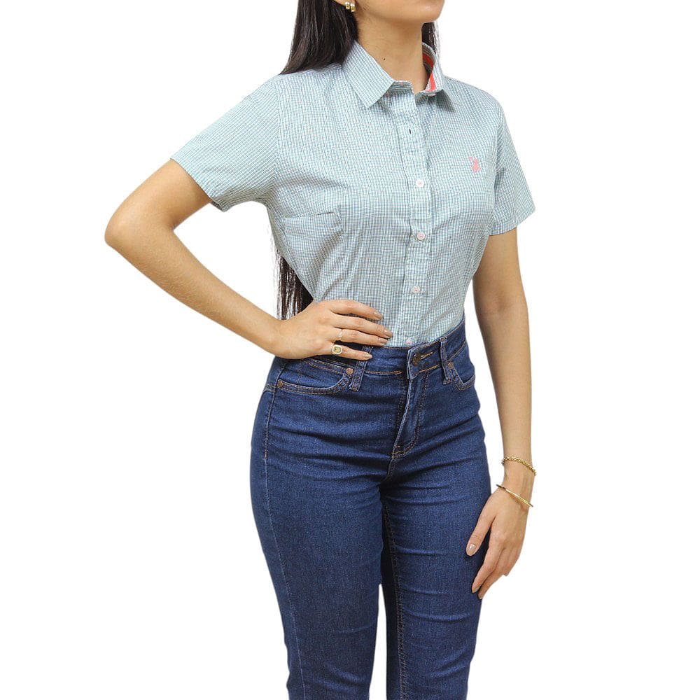 Camisa Feminina Verde Manga Curta Austin 37941