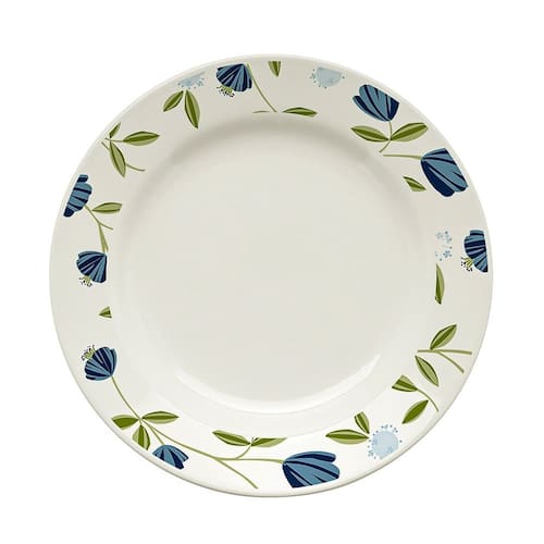 imagem-Prato Raso Oxford em Cerâmica Flores Azuis 24cm