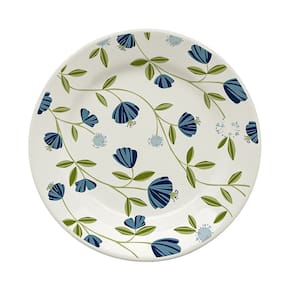 Prato de Sobremesa Oxford em Cerâmica Flores Azuis 18cm
