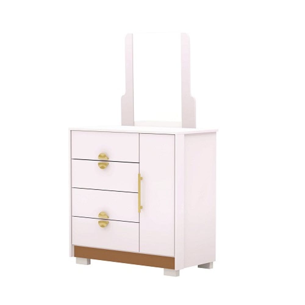 Comoda Sapateira Com Espelho Ilha Bela Branco/Camarim - Vila Rica Móveis