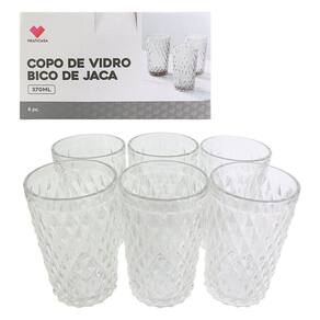 Conjunto 6 Copos De Vidro Bico De Jaca 370ml