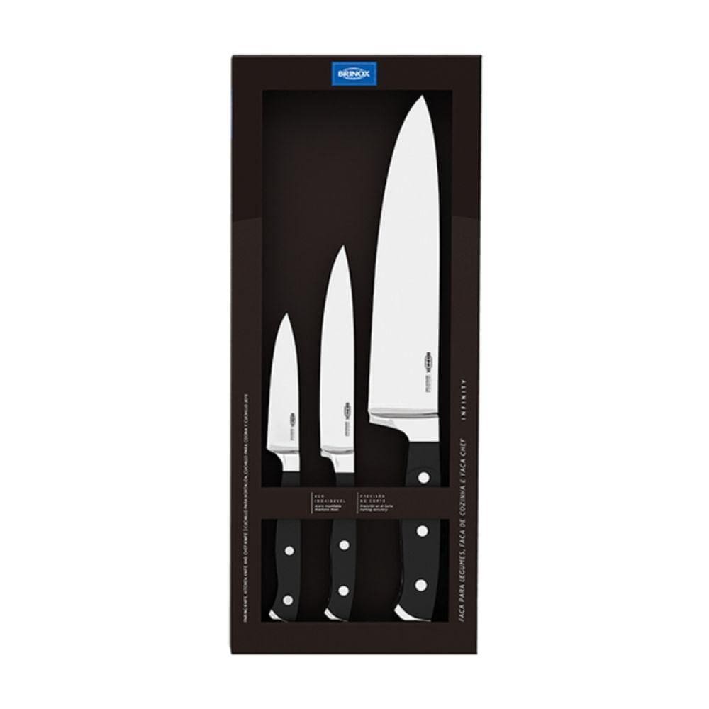 Conjunto De Facas 3 Peças Infinity Em Aço Inox - Brinox