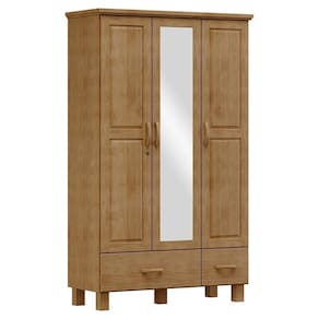 Guarda Roupa Madeira Maciça 3p 2g Espelho 119 Cm 1141 Freijo Milani Store Freijo