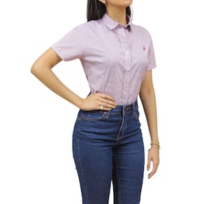 Camisa Feminina Rosa Manga Curta Austin 37942