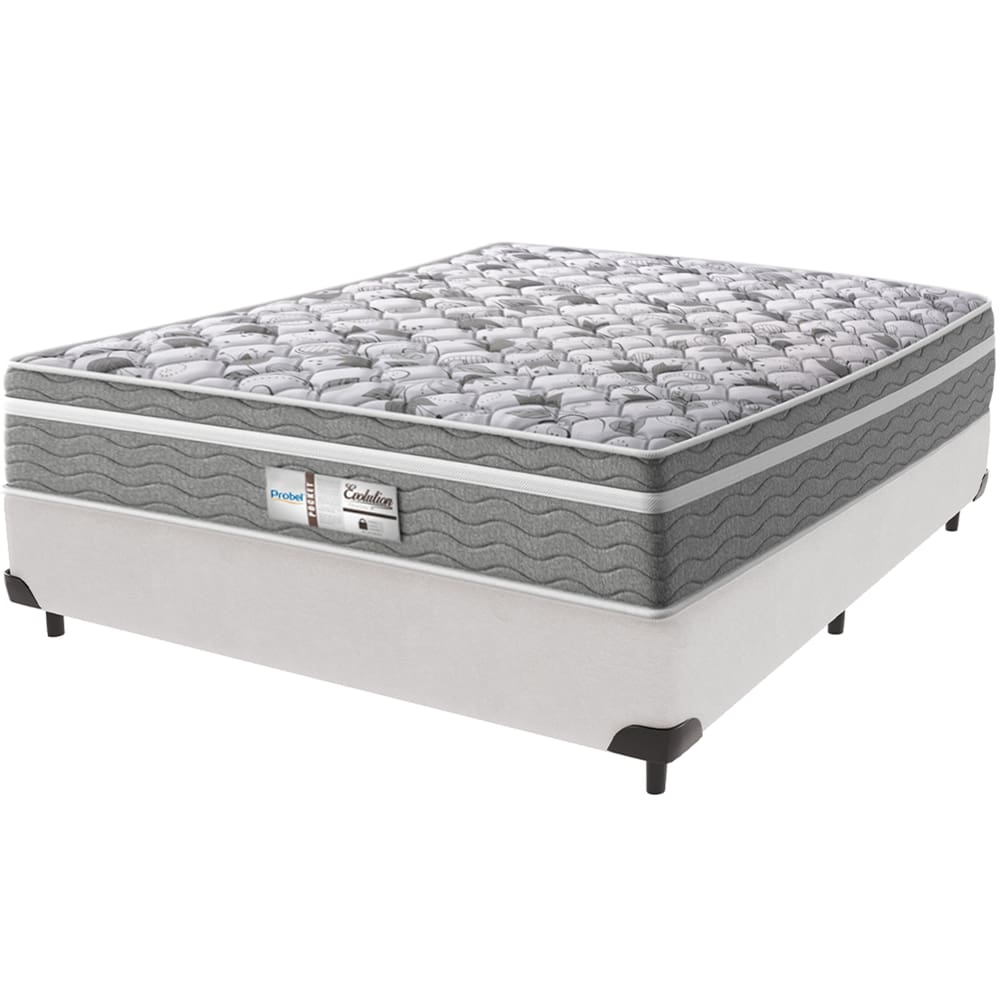 Cama Box Branco e Colchão Evolution Molas Ensacadas Casal Probel