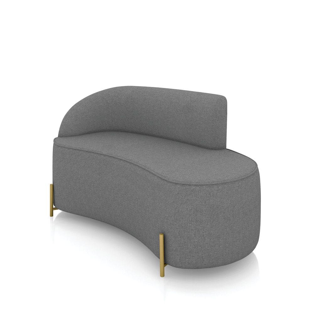 Sofá 2 Lugares Orgânico 140cm Pé Dourado Morgan Linho Grafite D03 - D`Rossi