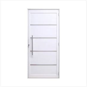 Porta Lambril c/friso 2,10x70 lado ESQUERDO L-25 no alumínio branco c/puxador redondo