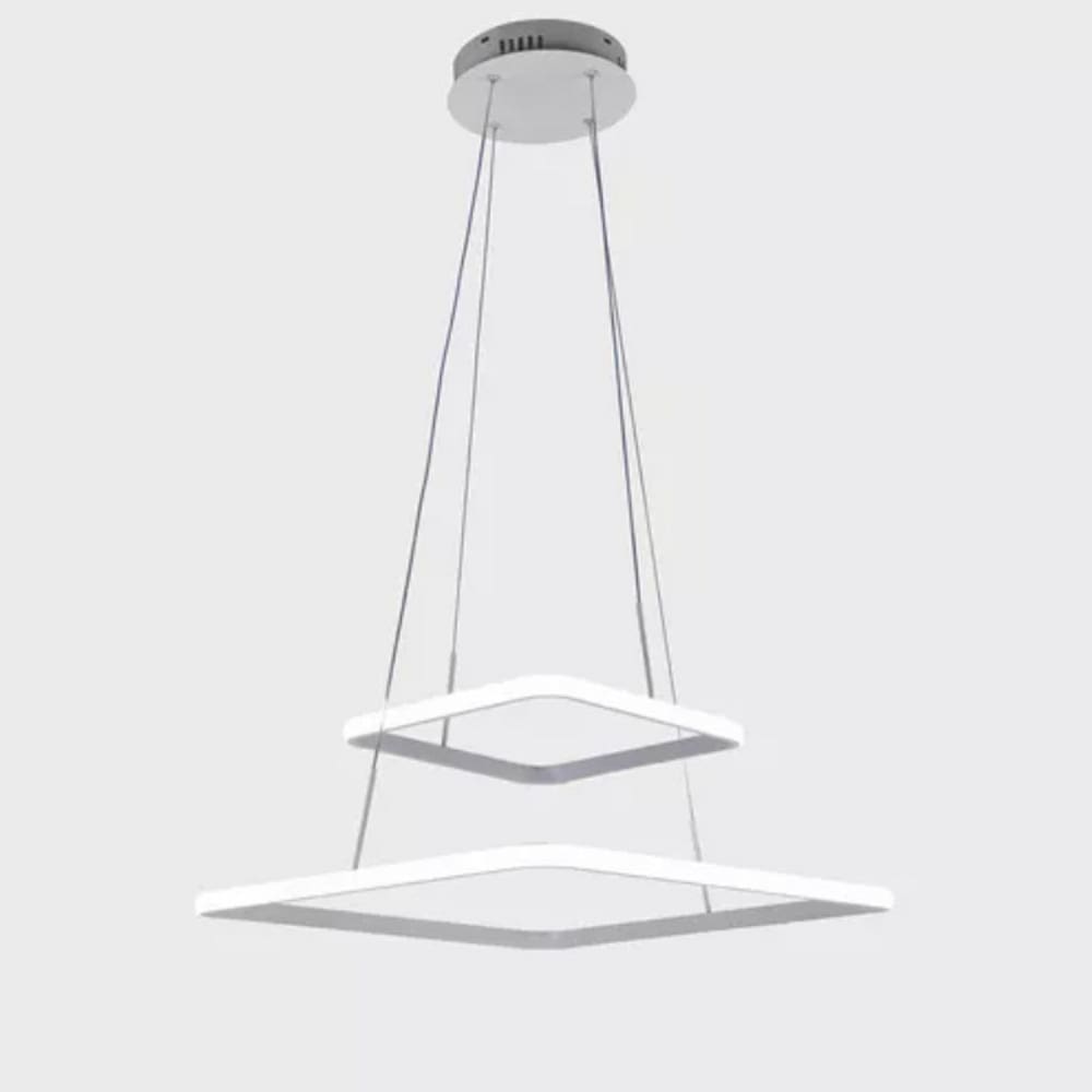 Lustre Pendente Quadrado 02 Arcos LED 3000K  Branco Domum