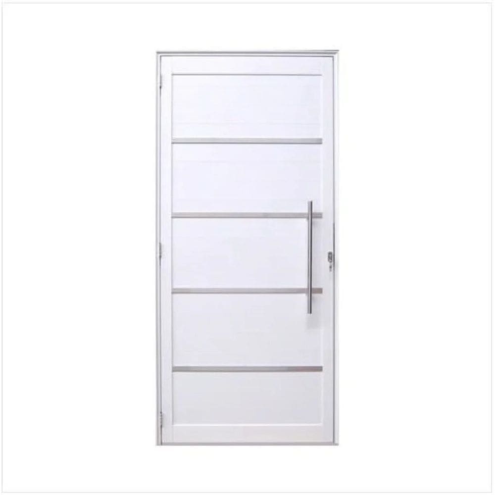 Porta Lambril c/friso 2,10x80 lado DIREITO L-25 no alumínio branco c/puxador redondo