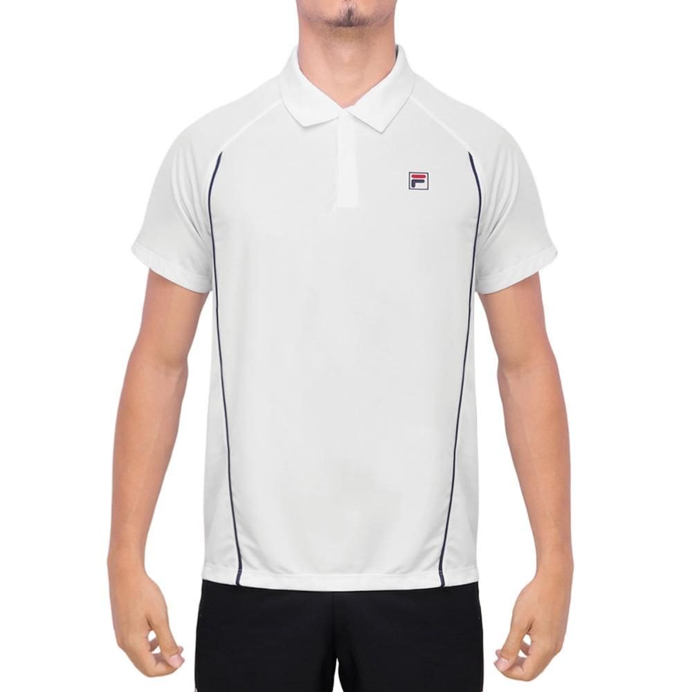 Camisa Polo Fila Match Branco e Marinho