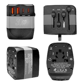 Carregador Adaptador Universal Portátil, Compatível com Diversos Padrões de Tomada, Carregamento Seguro e Rápido, Ideal para Viagens e Uso Diário