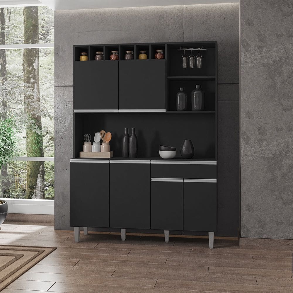 Cozinha Compacta Alice 130cm Preto AJL Móveis