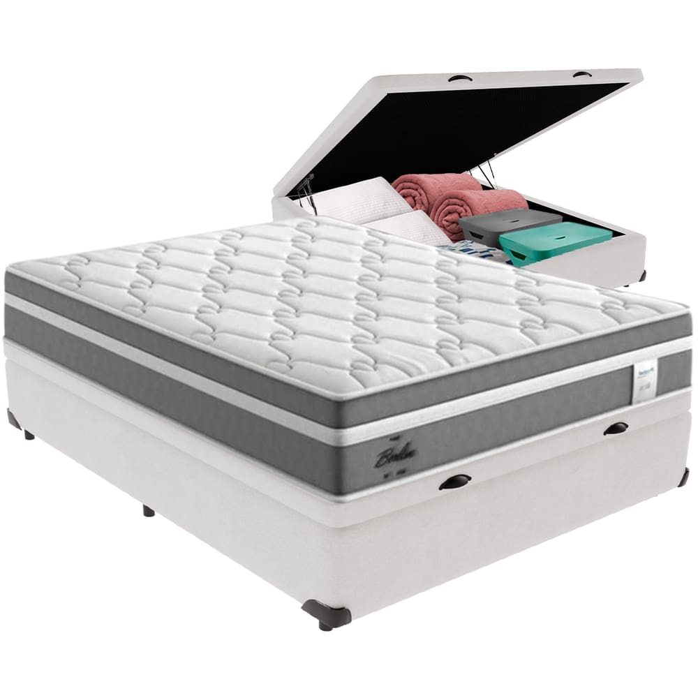 Cama Box Baú e Colchão Berlim Molas Ensacadas Casal Probel