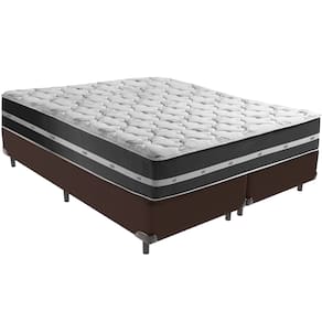 Cama Box Marrom e Colchão Classic Preto Molas ensacadas King Anjos