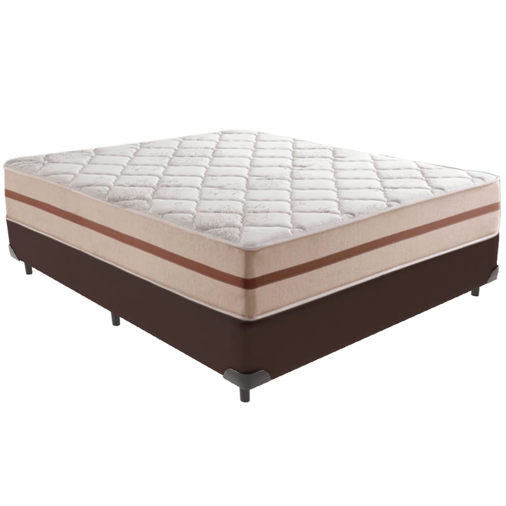 Cama Box Marrom e Colchão Classic 22 cm Molas ensacadas Casal Anjos