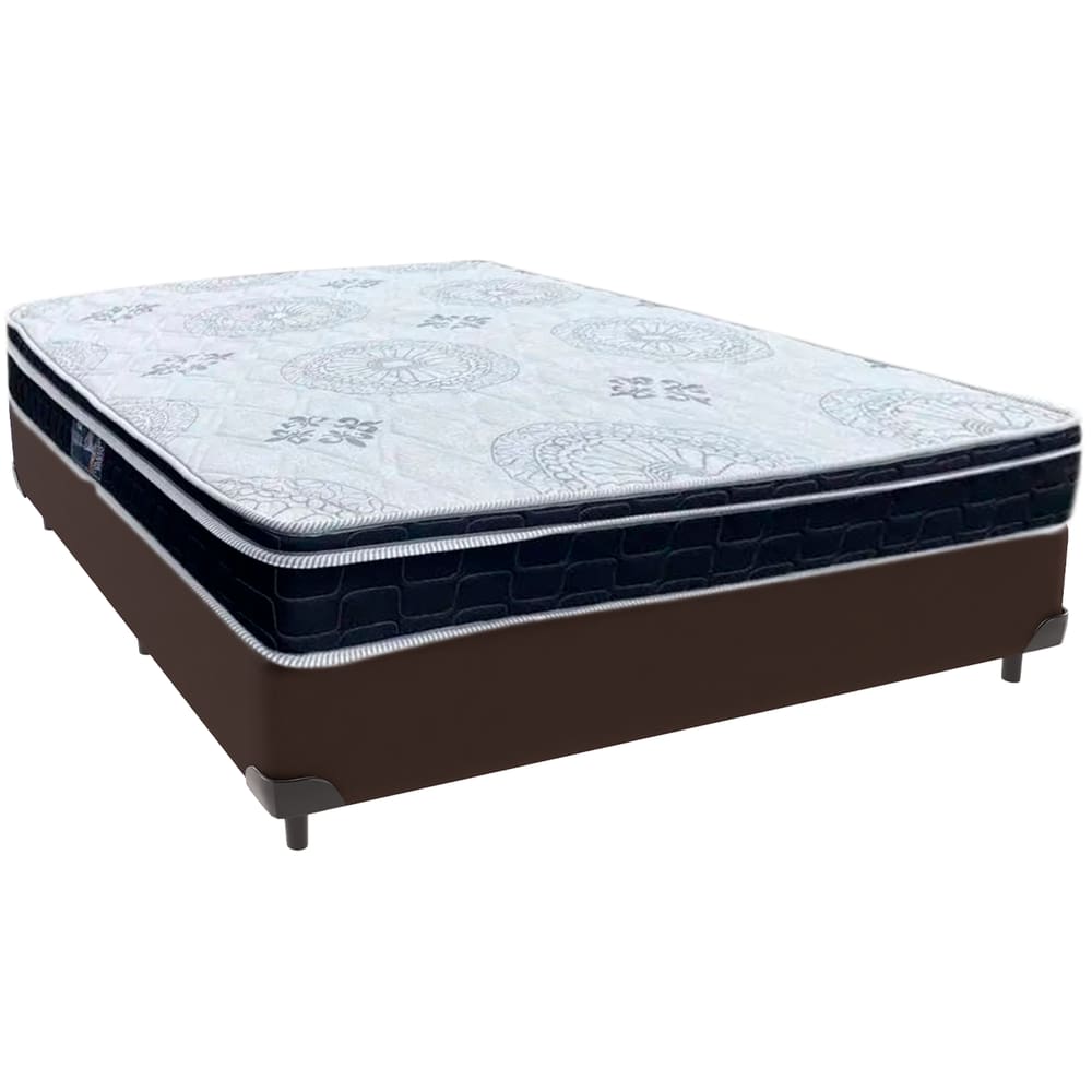 Cama Box Marrom e Colchão Orthosono D33 Com Euro Pillow  Viúvo Anjos