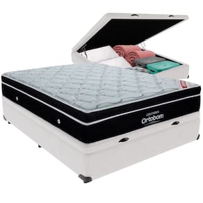Cama Box Baú e Colchão Elegant Molas Ensacadas Casal Ortobom